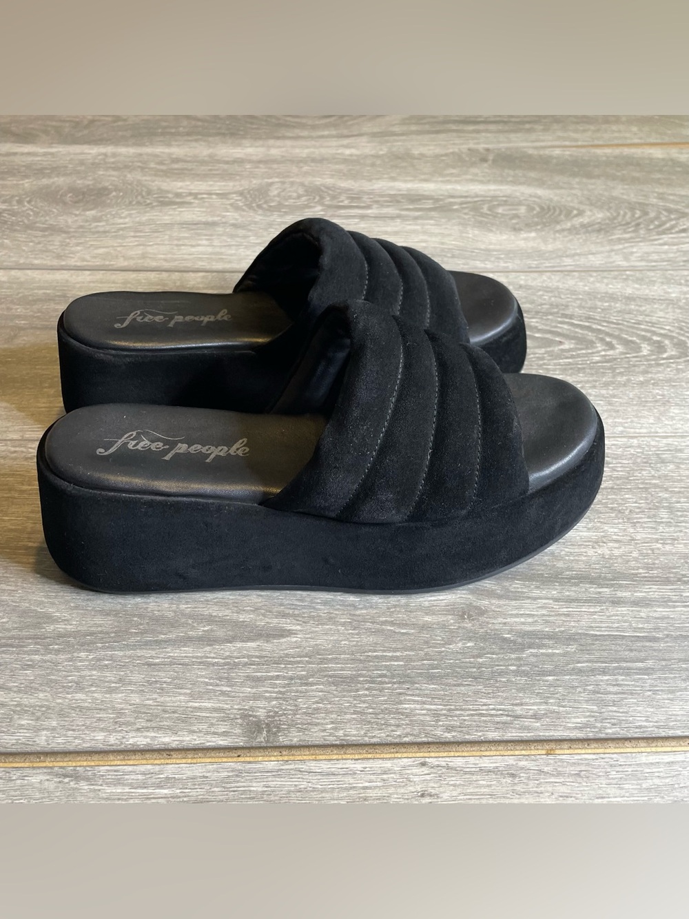 Free People Collection Almost Paradise Platform Black Suede Size 9.5/39.5 EU